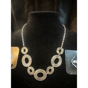 Filigree Necklace & Earring Set Silver Tone